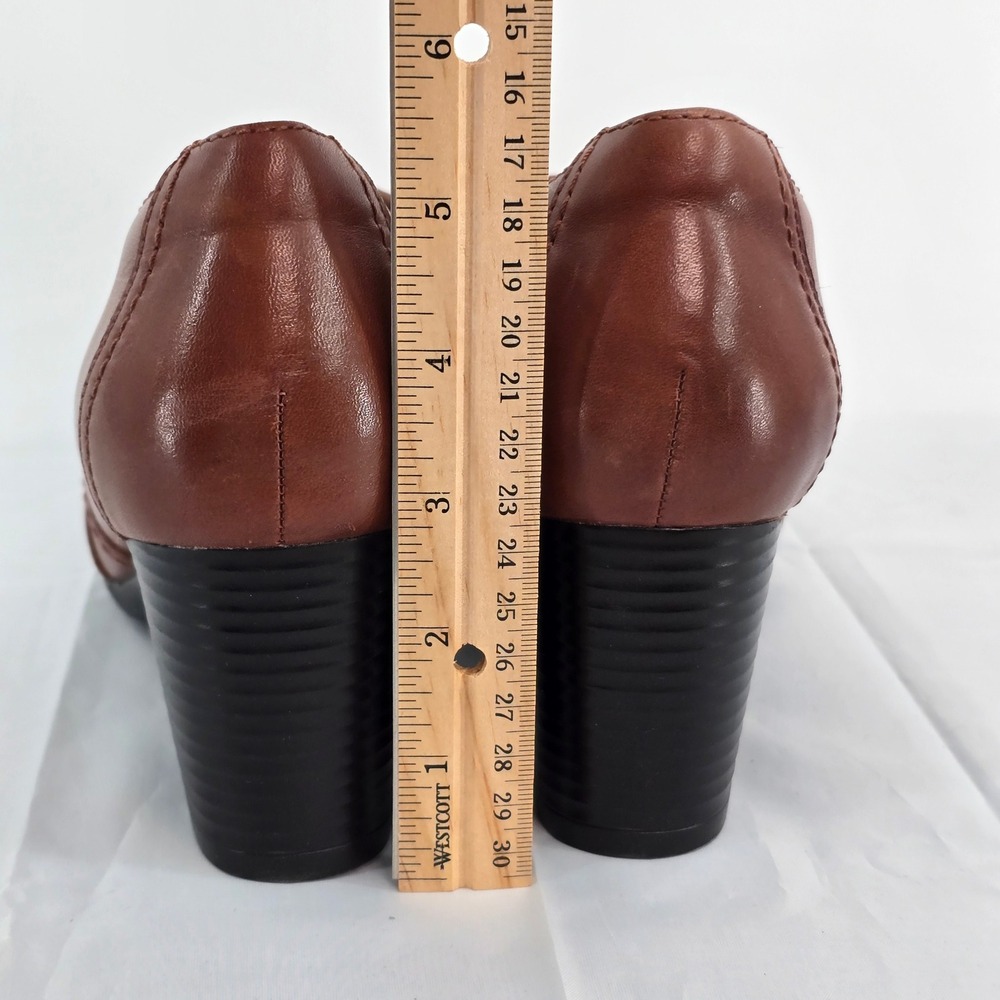 Clarks Bendables Womens Brown Leather Slip On Block Heel Shooties Pumps 9 - Picture 3 of 10